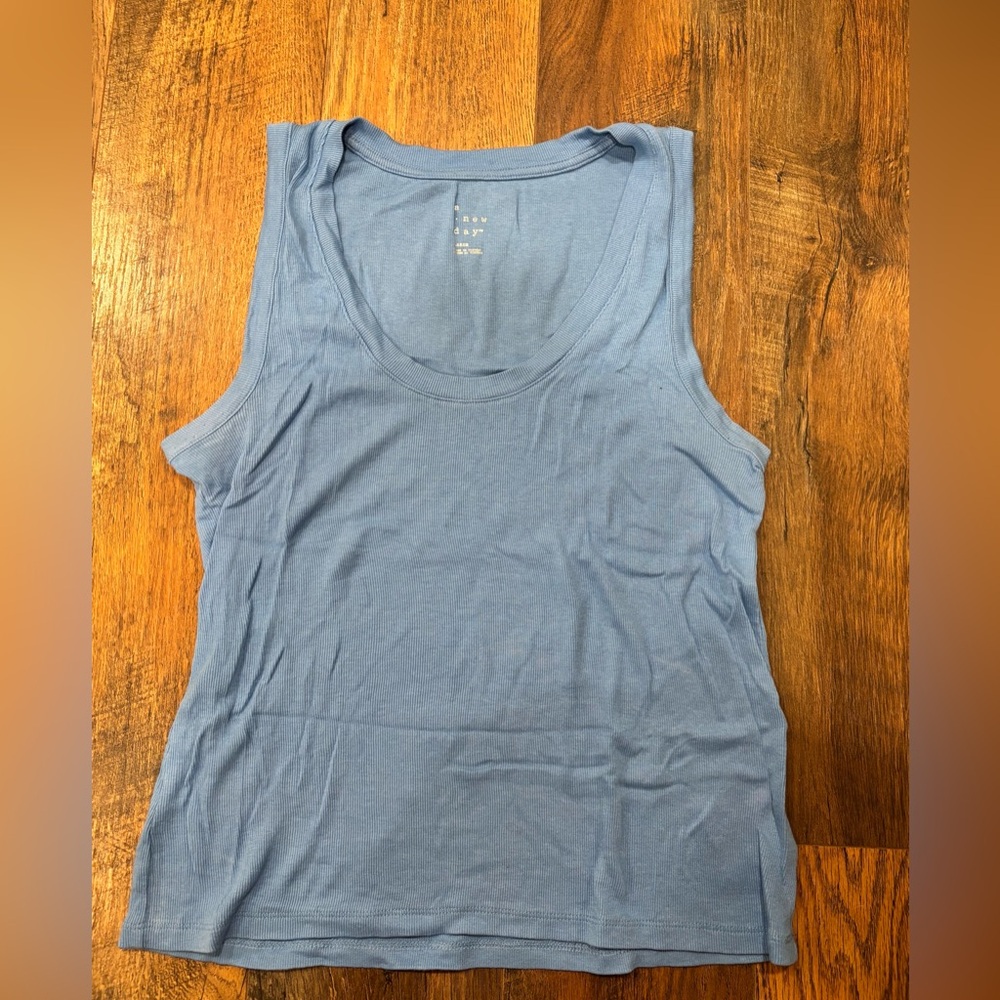 Blue Ribbed Tank Top